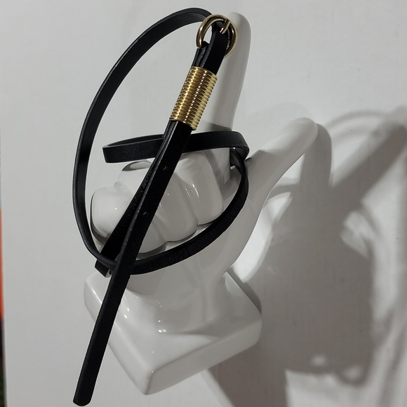 BLACK VEGAN LEATHER SKINNY BELT WOMEN MINIMALIST STATEMENT BOHEMIAN ACCESSORY 16 - Picture 3 of 11